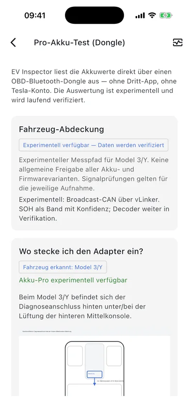 Akku-Pro-Screen: Fahrzeug-Abdeckung für Model 3 und Model Y, Anleitung wo der Adapter eingesteckt wird.